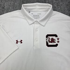 South Carolina Gamecocks Shirt Mens Large White Polo NCAA College Under Armour